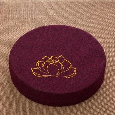 Yoga Meditation Cushion 40x6CM Linen Lotus Pad Hard Floor Pillow Washable Tatami Mat with Removable Cover Backrest Support
