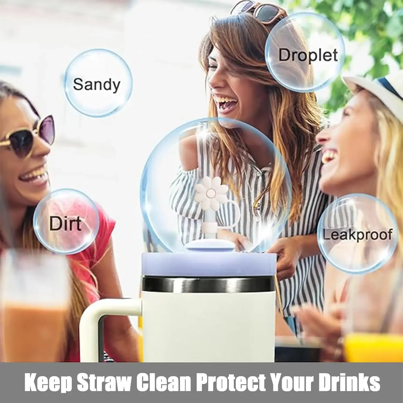 Cup Accessories for Stanley Cup Set of 9 Straw and Brush and 1 Flower Charm Chain 3 Spill Proof Stopper Flowers Straw Cover Boot