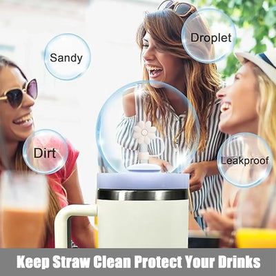 Cup Accessories for Stanley Cup Set of 9 Straw and Brush and 1 Flower Charm Chain 3 Spill Proof Stopper Flowers Straw Cover Boot