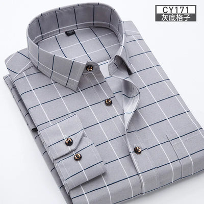 New men's shirt Thin long-sleeved printed spring/summer non-ironing business casual slim slim fashion breathable shirt