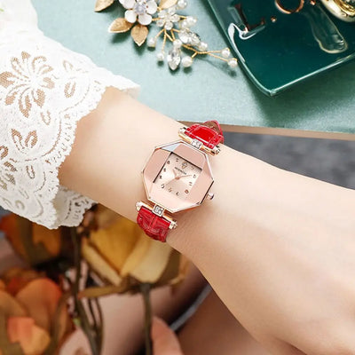 Trendy Retro Women's Wrist Watch Elegant Light Luxury Quartz Wristwatch Exquisite Simple Ladies Business Watches Daily Use