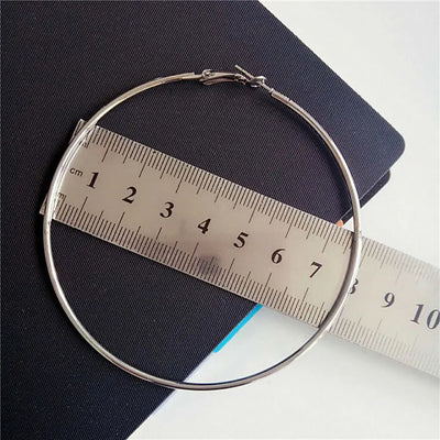Women Gold Plated Silver Color Metal Big Circle Smooth Large Big Round Hoop Earings For Women Sexy Fashion Jewelry Wholesale