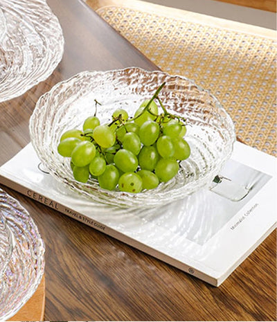Crystal Glass Bowl Hammered Texture Modern Tableware Salad Fruit Dessert Snack Bowl Eco-Friendly Lead-Free Serving Bowl