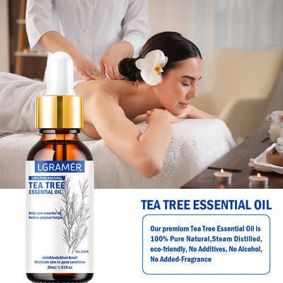 30ML Tea Tree Essential Oil ,100% Pure Nature for Aromatherapy, Diffuser, Humidifier,  Woody, Relieving Stress，Massage Muscle
