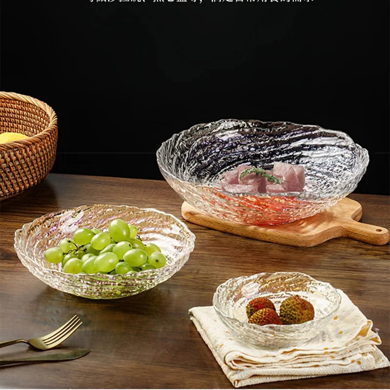 Crystal Glass Bowl Hammered Texture Modern Tableware Salad Fruit Dessert Snack Bowl Eco-Friendly Lead-Free Serving Bowl