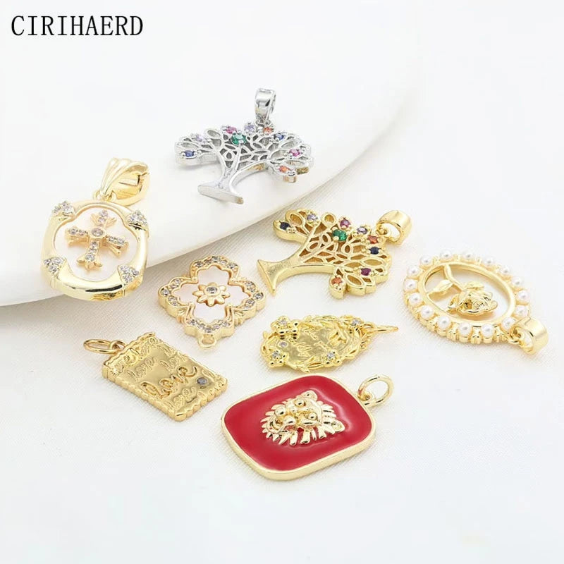 Women's Necklace Pendants Various Styles Of 14K Gold Plated Brass Metal Fashion Pendant DIY Jewelry Necklaces Making Accessories