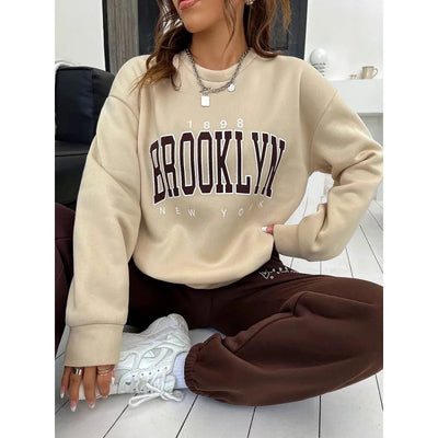 Women's Hoodie   Hoodie Monogram Print 1898 New York Brooklyn Harajuku  Sweatshirt  Streetwear Women