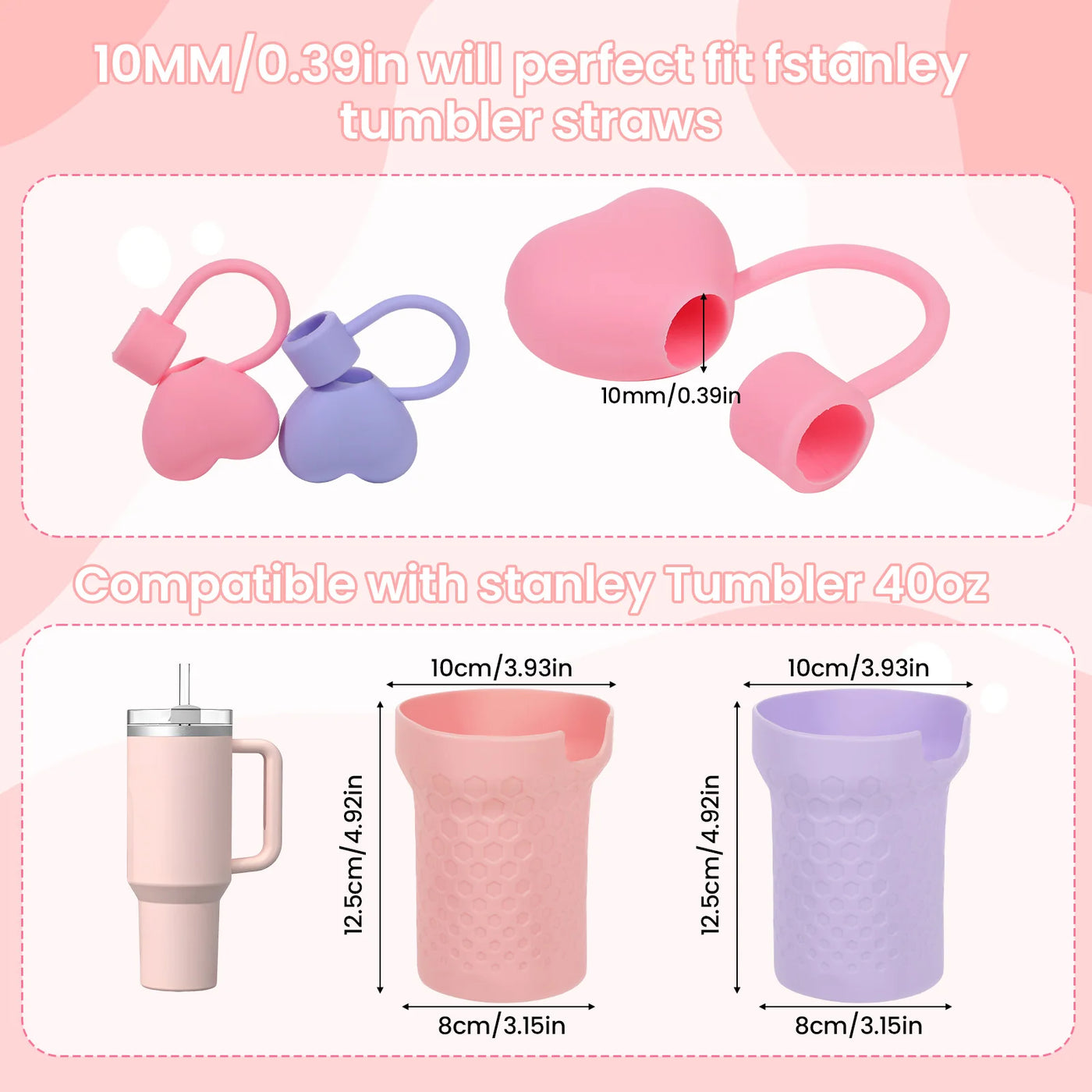 Straw Cover For Stanley Cup 0.4in Silicone Straw Topper For Stanley Cup Tumblers Accessories Dust-Proof Straw Lid For 10mm Straw