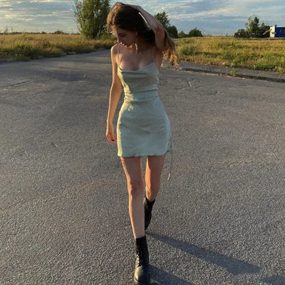 Summer Short Dresses for Women 2024 Cheap Casual Solid Color Evening Party Mini Dress Sexy Club Streetwear Female strap Dress