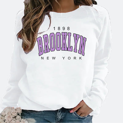 Women's Hoodie   Hoodie Monogram Print 1898 New York Brooklyn Harajuku  Sweatshirt  Streetwear Women