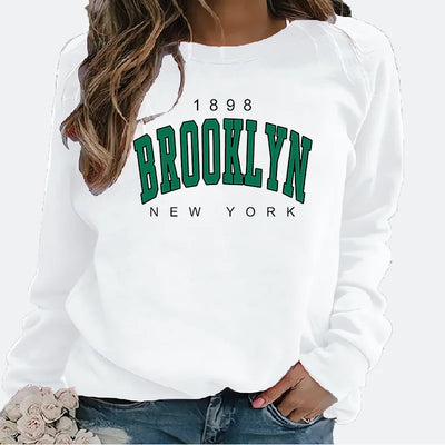 Women's Hoodie   Hoodie Monogram Print 1898 New York Brooklyn Harajuku  Sweatshirt  Streetwear Women