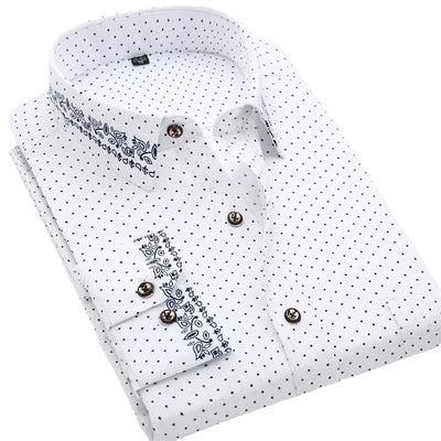 New men's shirt Thin long-sleeved printed spring/summer non-ironing business casual slim slim fashion breathable shirt