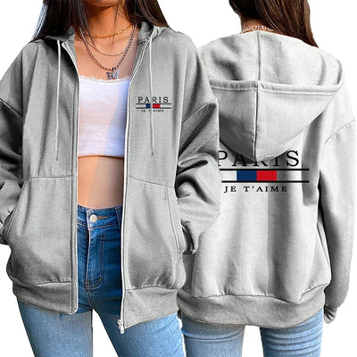 Womens Hoodie Overcoat Home Print Zipper Jacket Daily Casual Sweatshirt Outdoors Jogging Woman Tops Clothing Fashion Streetwear