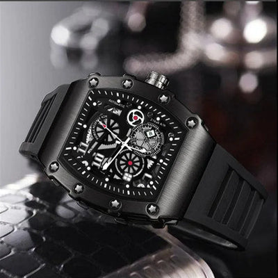 Men's Watch Sports Brand Fashion Trend Fully Automatic Quartz Wristwatch Hollow Waterproof Black Warrior Male Clock Watches