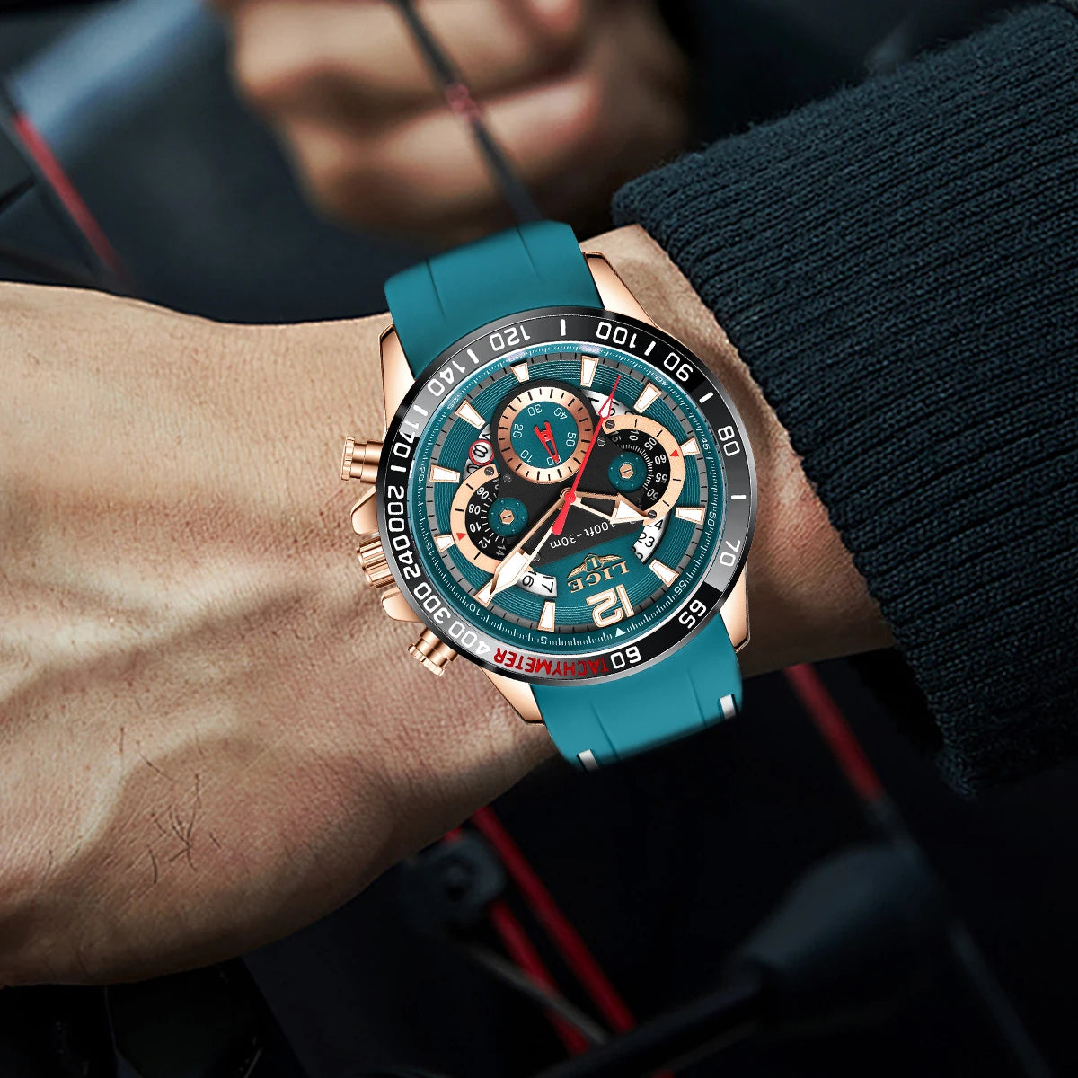 LIGE Men Wristwatch Fashion Luxury Waterproof Sport Stopwatch Quartz Watches Business Wrist Watch for Man Silicone Strap+Box