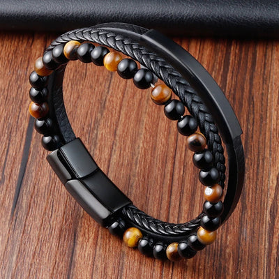 Charm Braid Rope Bracelet For Men Stainless Steel Magnetic Buckle Genuine Leather Bracelets & Bangles Male Female Jewelry