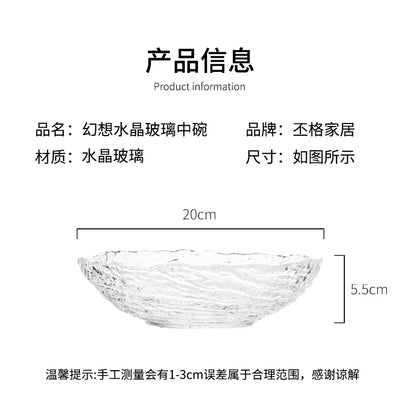 Crystal Glass Bowl Hammered Texture Modern Tableware Salad Fruit Dessert Snack Bowl Eco-Friendly Lead-Free Serving Bowl