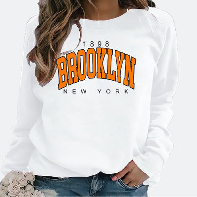 Women's Hoodie   Hoodie Monogram Print 1898 New York Brooklyn Harajuku  Sweatshirt  Streetwear Women
