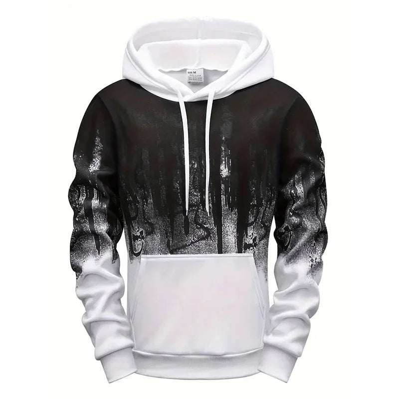 Men's Hoodie High Quality Hooded Long Sleeve Ink-splashed Sweatshirt Autumn Winter Daily Casual Sporty Jogging Fashion Outwear