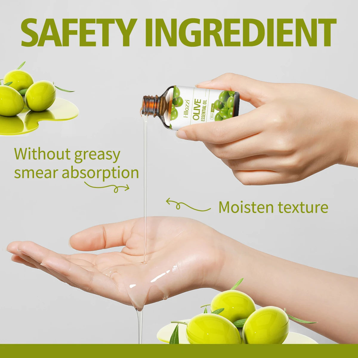 Olive essential oil, with a unique natural olive scent, extracted from plant essence, is suitable for body care and hair care.