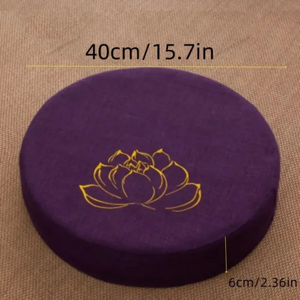Yoga Meditation Cushion 40x6CM Linen Lotus Pad Hard Floor Pillow Washable Tatami Mat with Removable Cover Backrest Support
