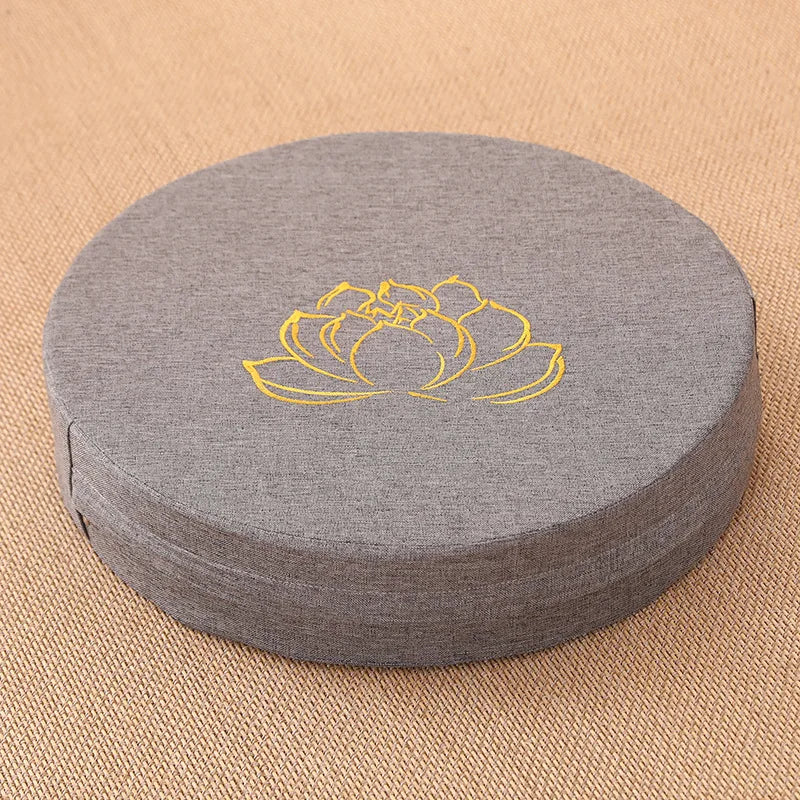 Yoga Meditation Cushion 40x6CM Linen Lotus Pad Hard Floor Pillow Washable Tatami Mat with Removable Cover Backrest Support
