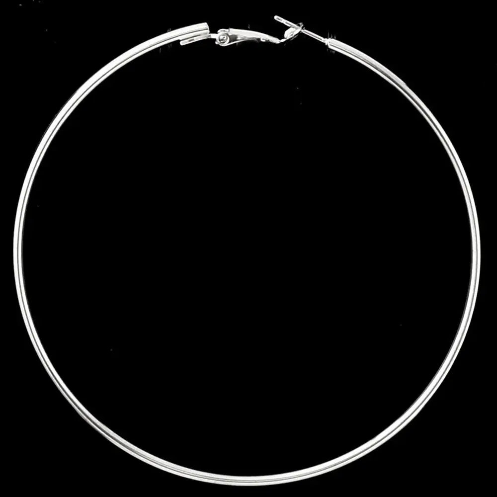 Women Gold Plated Silver Color Metal Big Circle Smooth Large Big Round Hoop Earings For Women Sexy Fashion Jewelry Wholesale