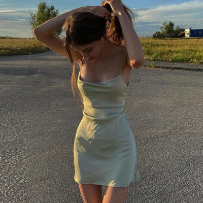 Summer Short Dresses for Women 2024 Cheap Casual Solid Color Evening Party Mini Dress Sexy Club Streetwear Female strap Dress