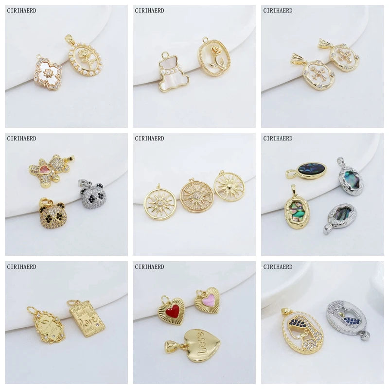 Women's Necklace Pendants Various Styles Of 14K Gold Plated Brass Metal Fashion Pendant DIY Jewelry Necklaces Making Accessories