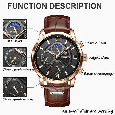 Men's Watches LIGE Top Brand Luxury Men WristWatch For Men Leather Quartz Watch Sports Waterproof Male Clock Relogio Masculino
