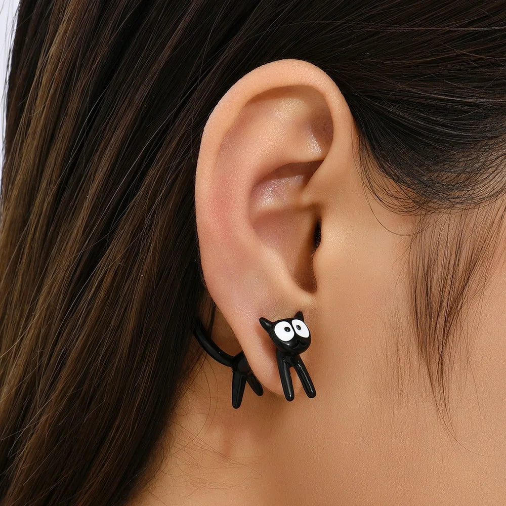 Black Cat Earings For Women Simple Creative Zinc Alloy Earings Animal Jewelry Cute Fashion Trendy Accessories Halloween Gift
