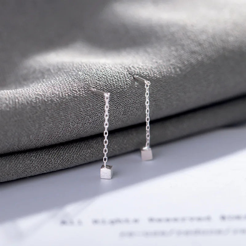 2021 Korean Earings Geometric Block Long Tassel Bar Drop Earrings for Women Minimalism Personality Ear Line Dangle Jewelry Gift