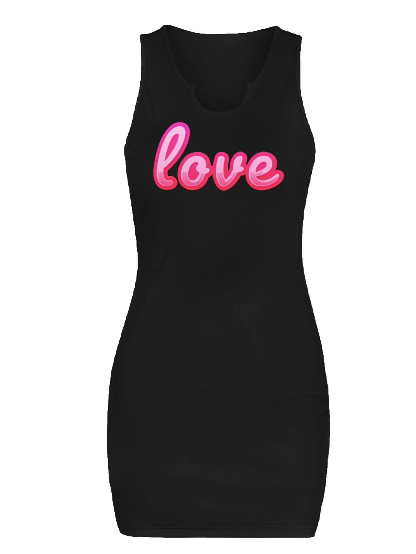 Women's Black Tank Top Pink LOVE Sexy Dress