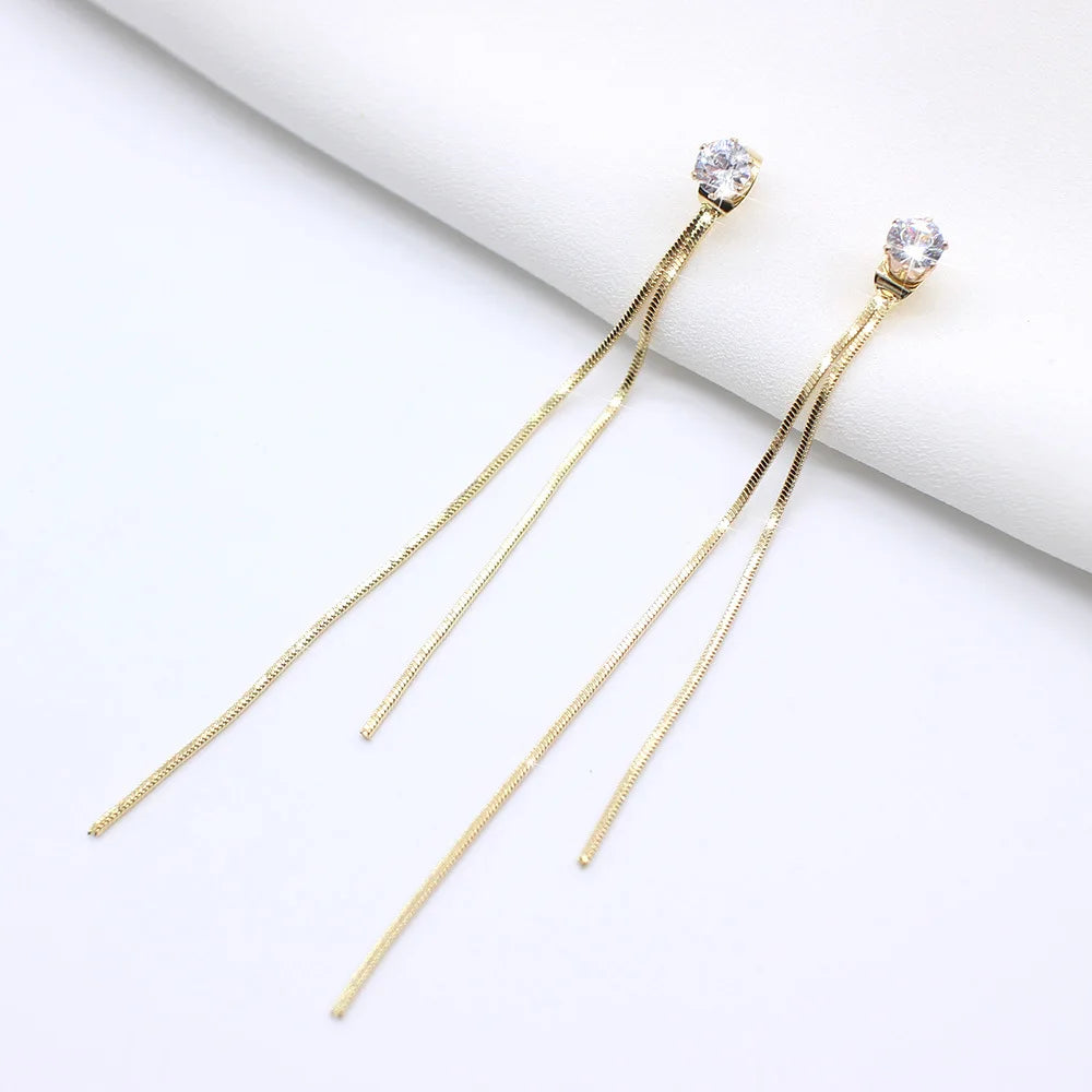 2021 Korean Earings Geometric Block Long Tassel Bar Drop Earrings for Women Minimalism Personality Ear Line Dangle Jewelry Gift
