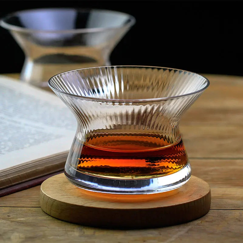 Neat Japan EDO Crystal Whisky Cappie Hanyu Glass Bowl Cup Rotatable Stripe Barley-bree Wine Glass Brandy Snifter Wood Gift Box