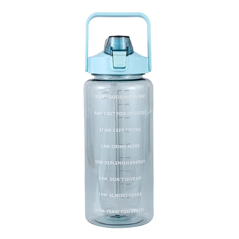 2 Liters Straw Plastic Water Bottle Large Portable Travel Bottle Sports Fitness Cup High Value Big Fat Cup Adult Universal