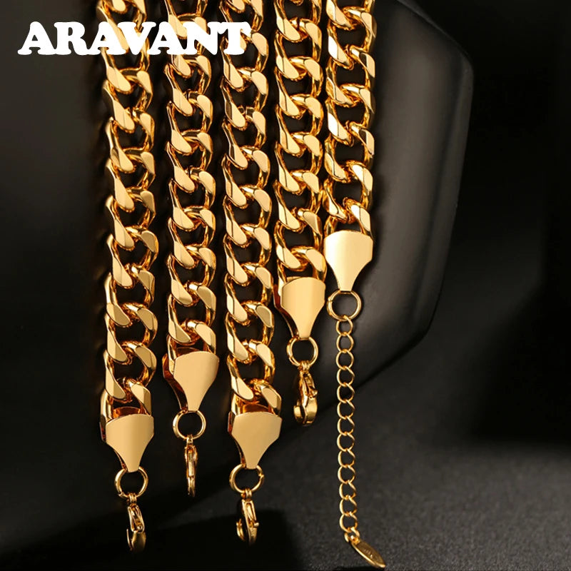 Aravant 925 Silver 18K Gold 10MM Bracelet Chain For Men Women Fashion Jewelry Gifts