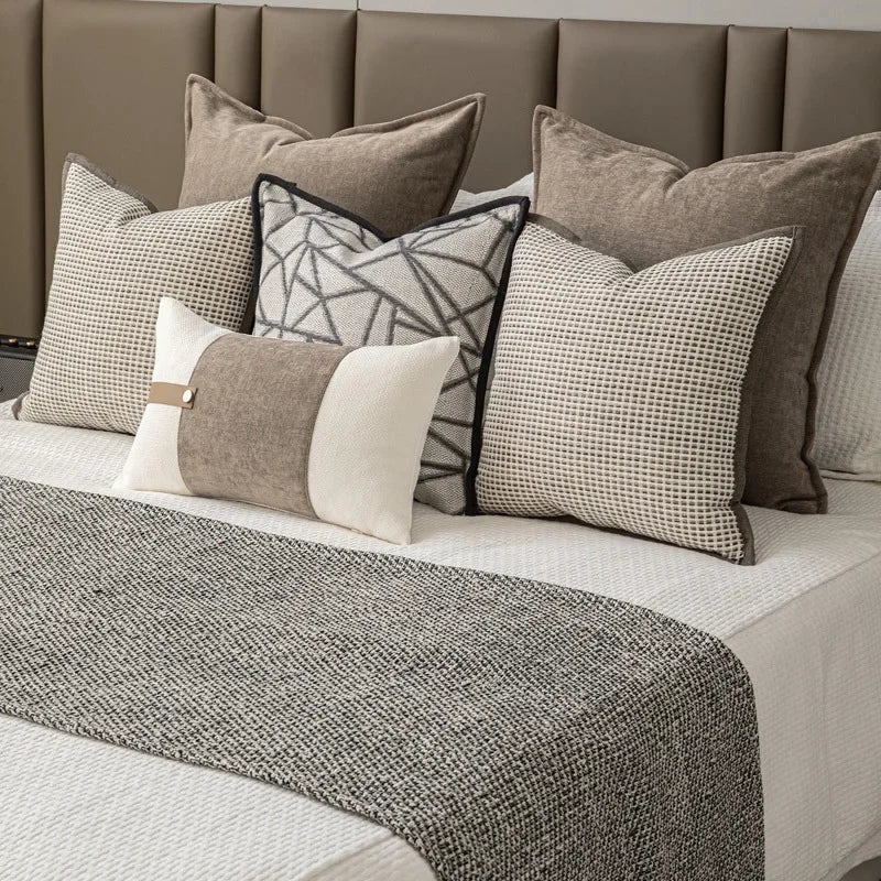 Cushion Cover Modern Fashion Model Room Bed Sofa Home Decoration Cotton Linen Hotel Pillowcase Soft and Comfortable