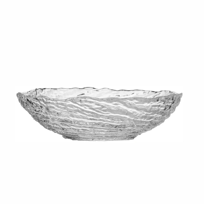 Crystal Glass Bowl Hammered Texture Modern Tableware Salad Fruit Dessert Snack Bowl Eco-Friendly Lead-Free Serving Bowl
