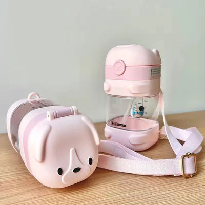 Water Bottle With Straw Cute Water Bottles For Children School Girls Boys Outdoor Portable Braces BPA Free Water Bottle For Kids