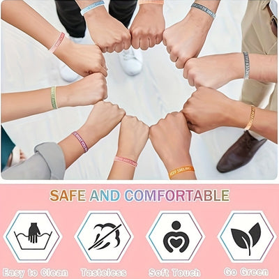 64pcs Inspirational Silicone Bracelets with Positive Affirmations